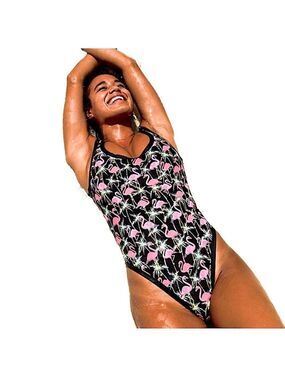 EIDON Flamingo Print One Piece Swimsuit